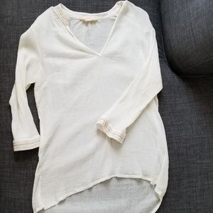Anthropologie crepe top with metallic stitching